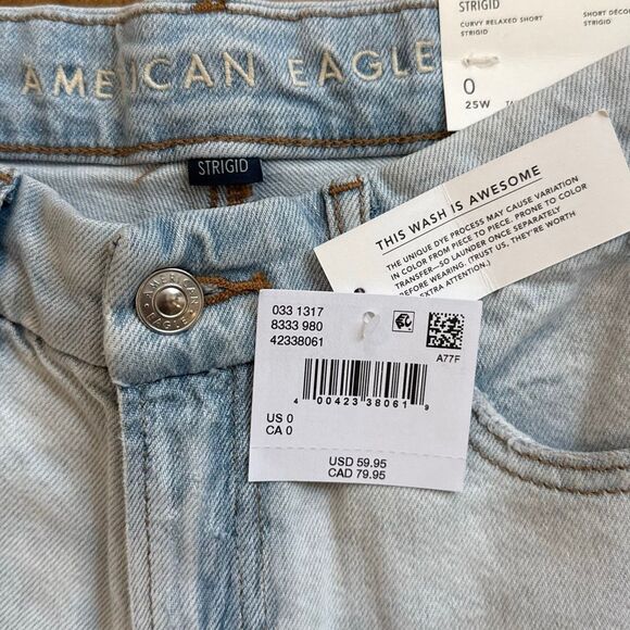 American Eagle Strigid Curvy Relaxed Shorts Size 0 NWT - Picture 4 of 7